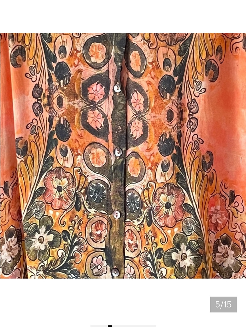 NATURAL LIFE Orange Paisley Button-Front Boho Tunic - Picture 8 of 11